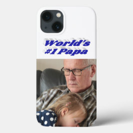 Pappafoto med blå text