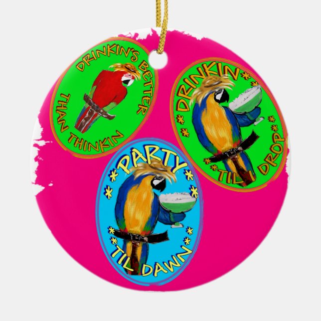 PAPPAGALER JULGRANSPRYDNAD KERAMIK (Framsidan)