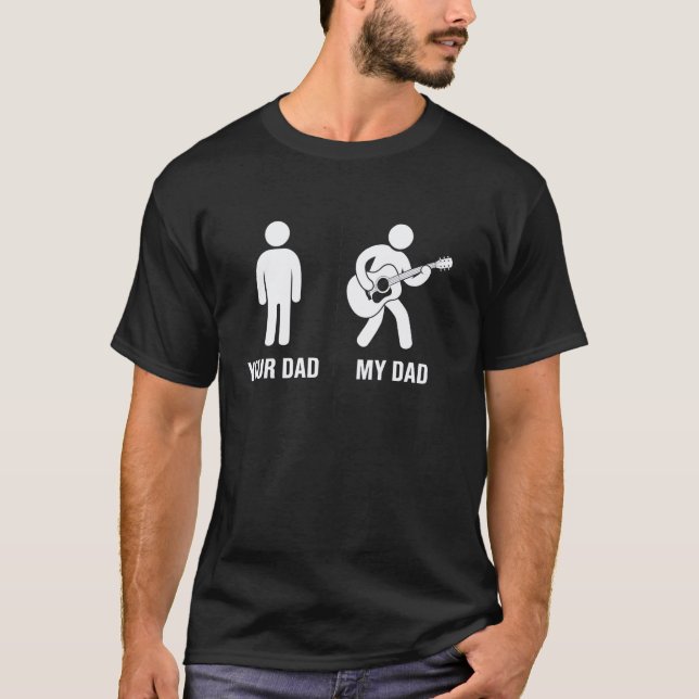 Pappagitarrist Roligt fadersdagspresent för pappa  T Shirt (Framsida)