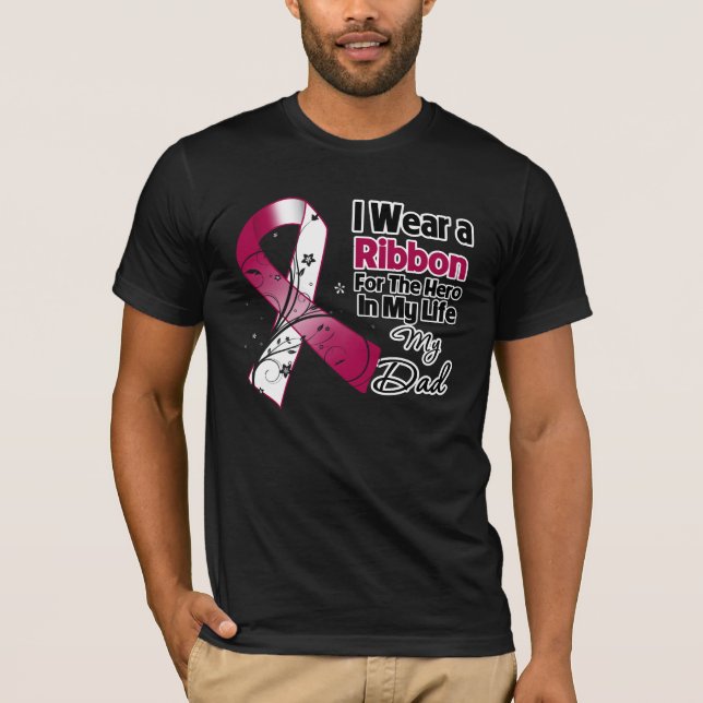 Pappahjälte i min cancer för livhuvudnacke tee shirt (Framsida)