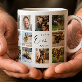Pappahund pappa fotokollektion vit svart kaffemugg