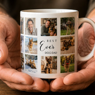 Pappahund pappa fotokollektion vit svart kaffemugg