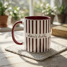 Pappamug: Anpassad randig barnnamn kaffekopp