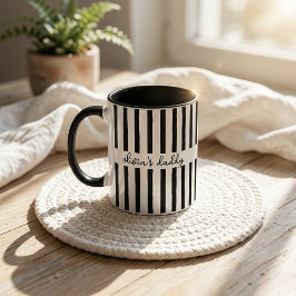 Pappamug: Anpassad randig barnnamn kaffekopp