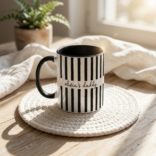Pappamug: Anpassad randig barnnamn kaffekopp (Skapare uppladdad)