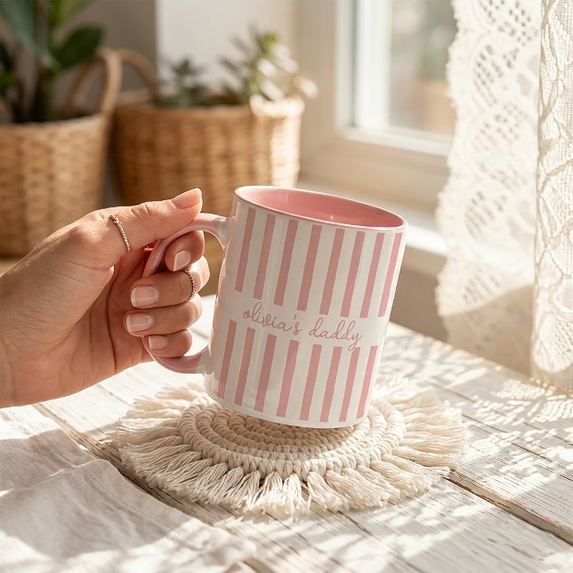 Pappamug: Anpassad randig barnnamn kaffekopp (Skapare uppladdad)