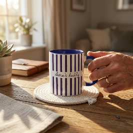Pappamug: Anpassad randig barnnamn kaffekopp