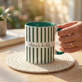 Pappamug: Anpassad randig barnnamn kaffekopp
