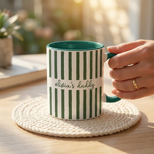 Pappamug: Anpassad randig barnnamn kaffekopp (Skapare uppladdad)