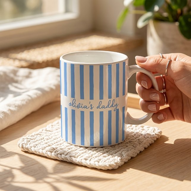 Pappamuggen anpassad randig barn namn kaffekopp (Skapare uppladdad)