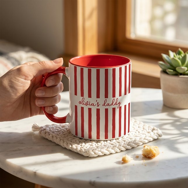 Pappamuggen anpassade randiga barn namn kaffekopp (Skapare uppladdad)