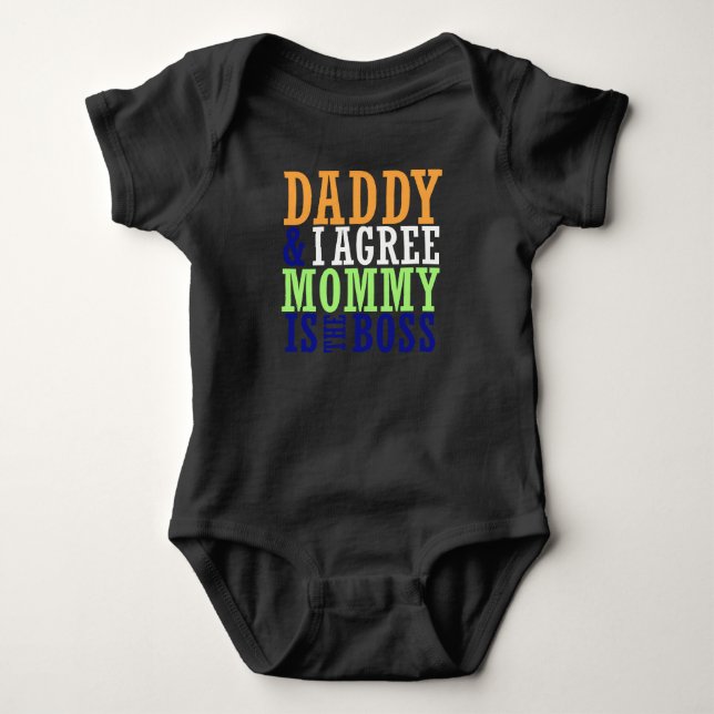 Pappan & jag instämm mammor är chefbabybodysuiten t shirt (Framsida)
