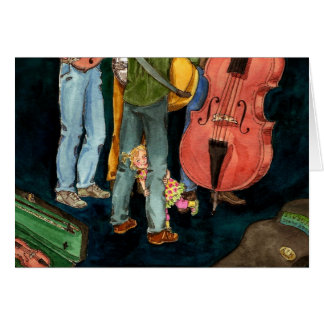 Pappan leker blågräs hälsningskort