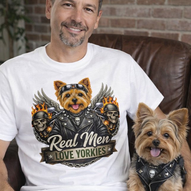 Pappan till hund Yorkie MC-körare T Shirt (Skapare uppladdad)