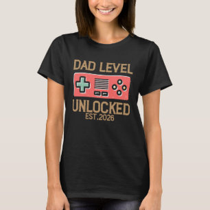 Pappanivå upplåst 2026 Rolig datorspelare familj T Shirt