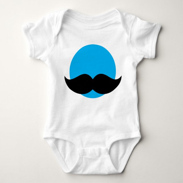 PappaNoob - Blue Baby Mustache Tee Shirt (Framsida)