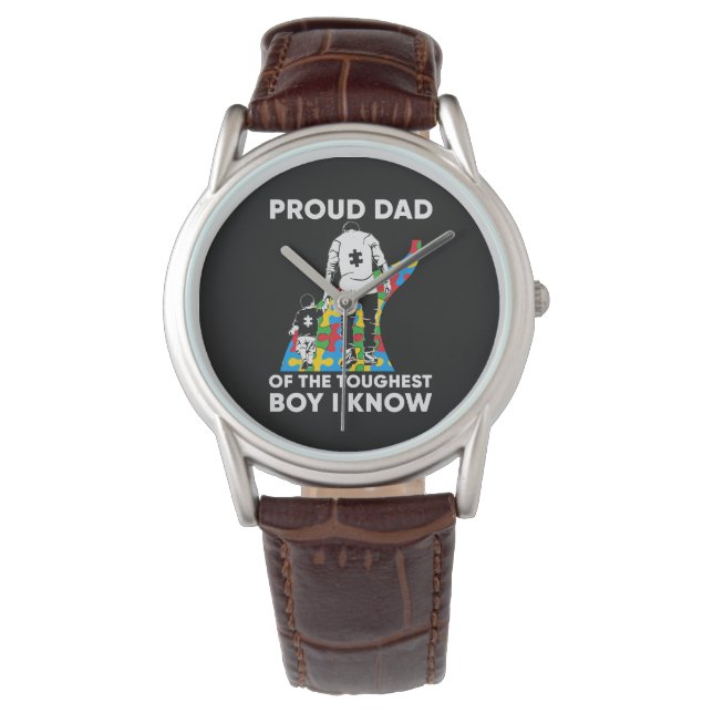 Pappapussel Autism Medvetenhet Present för Födelse Armbandsur (Framsida)