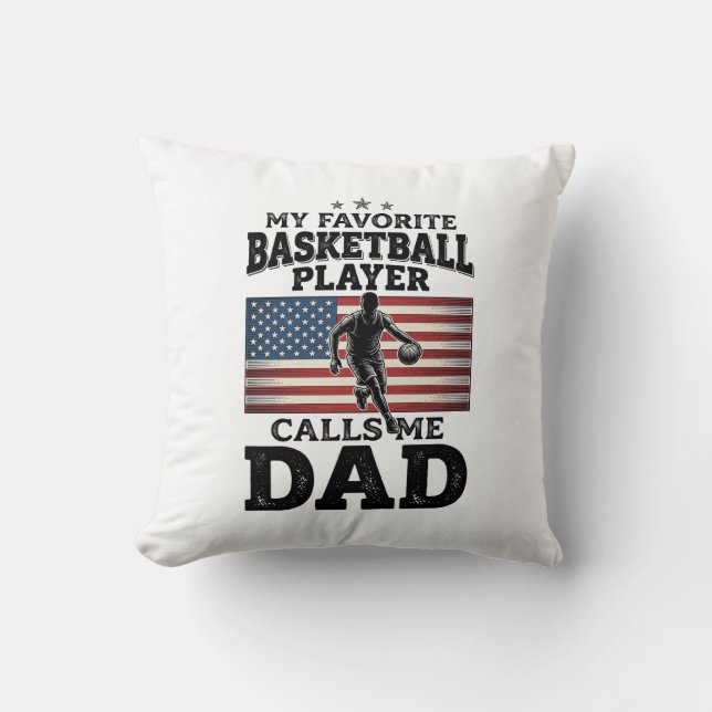 Pappas basketboll patriotisk vintage graverad t-sh kudde (Framsida)