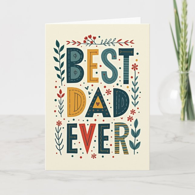 Pappas Bästa Dag Blommig Kort (Framsida)