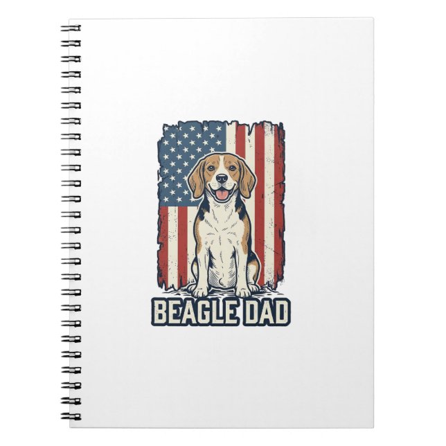 Pappas Beagle Patriotisk Vintage Gravyr Hund Desig Anteckningsbok (Framsidan)