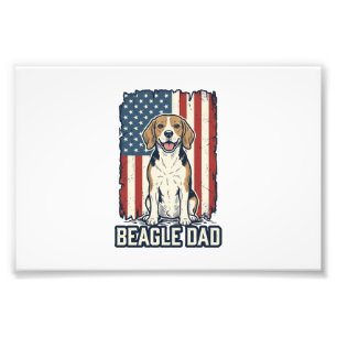 Pappas Beagle Patriotisk Vintage Gravyr Hund Desig Fototryck