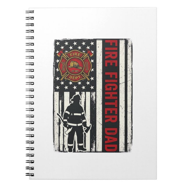 Pappas brandman Distressed Flagga Vektor Design_1 Anteckningsbok (Framsidan)