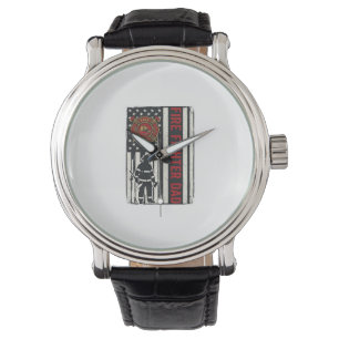 Pappas brandman Distressed Flagga Vektor Design_1 Armbandsur