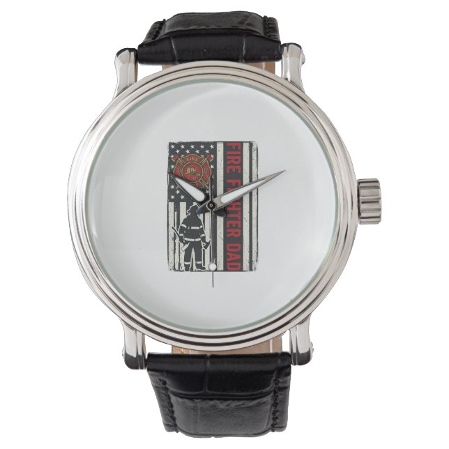 Pappas brandman Distressed Flagga Vektor Design_1 Armbandsur (Framsida)