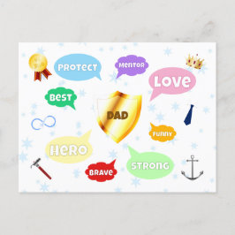 Pappas dag Bästa pappa Ordmoln Kung Krona Kärlek Vykort