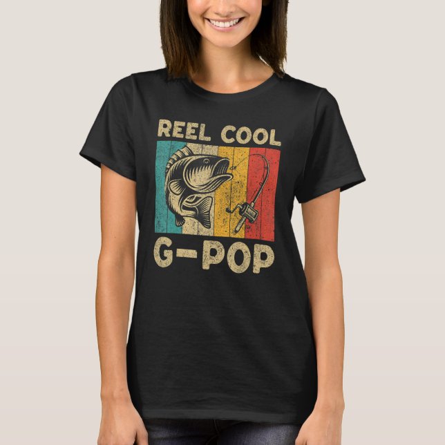 Pappas dag-present Rollig fiskespole Cool G-Pop T Shirt (Framsida)