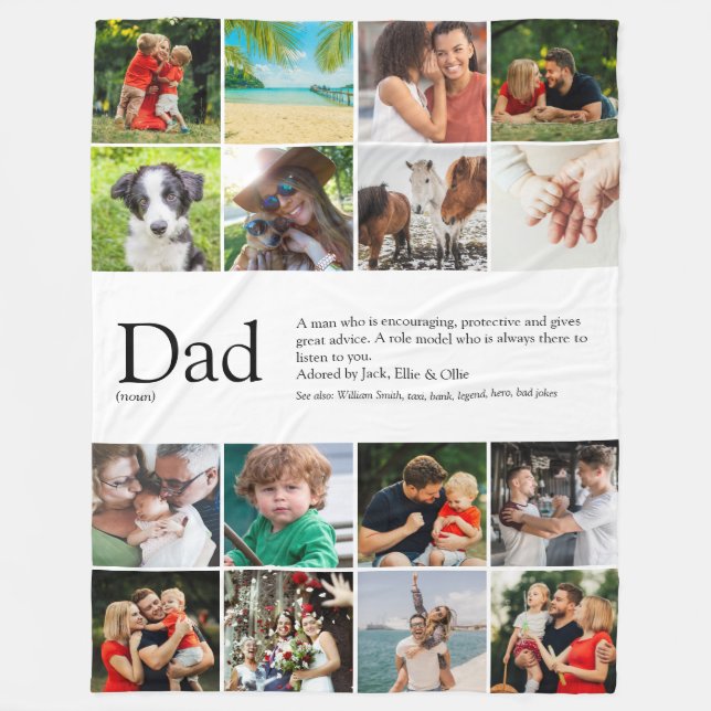 Pappas definitionssats Foto Collage Stor Fleecefilt (Framsidan)
