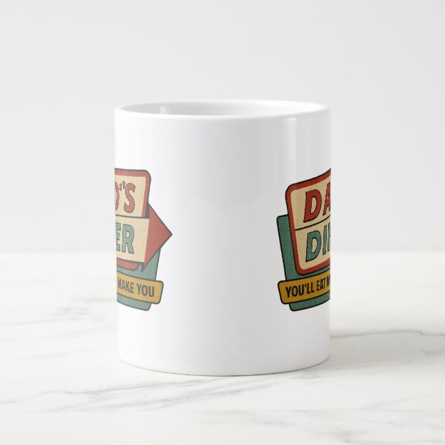 Pappas Diner Retro Skylt – Ben-Day 1950-tals Popko Jumbo Mugg (Framsidan)