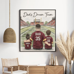 Pappas drömlags fotbolls familjeporträtt poster