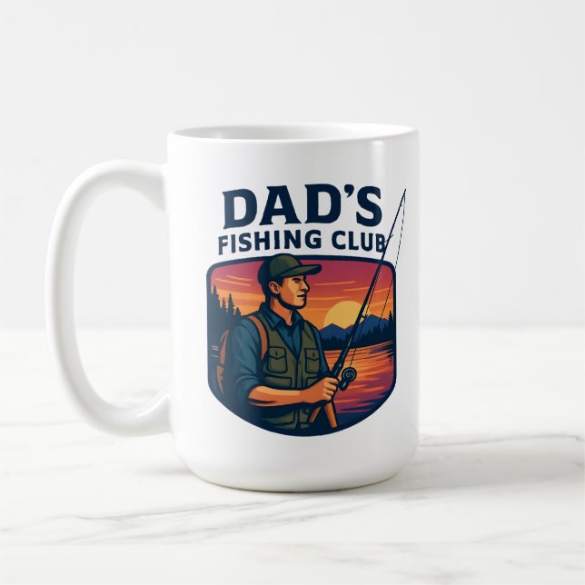 Pappas fiske klubb Retro solnedgång Fars dag  Kaffemugg (Vänster)