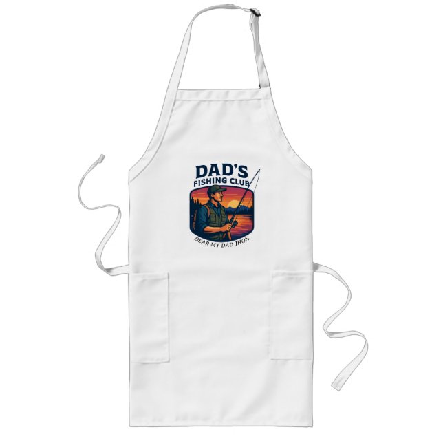 Pappas fiske klubb Retro solnedgång Fars dag  Långt Förkläde (Framsidan)