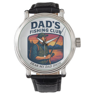 Pappas fiskeclubb Retro solnedgång Fars dag Armbandsur