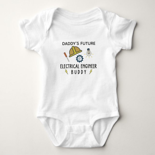 Pappas framtida elektroingenjörsbuddy ledningar t shirt (Framsida)