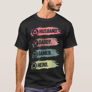 Pappas Gamer Hjälte Rolig Spelande Pappa T Shirt