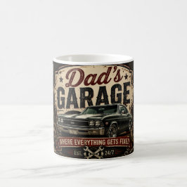 Pappas garage kaffemugg för klassiska bilar och ve