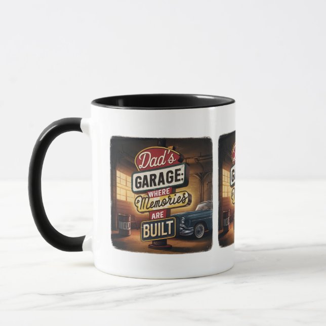 Pappas garage retro vintage-fordonsskylt mugg (Vänster)