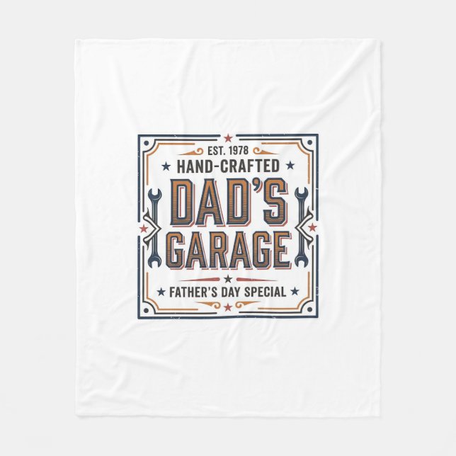 Pappas garage vintage fars dag fleecefilt (Framsidan)