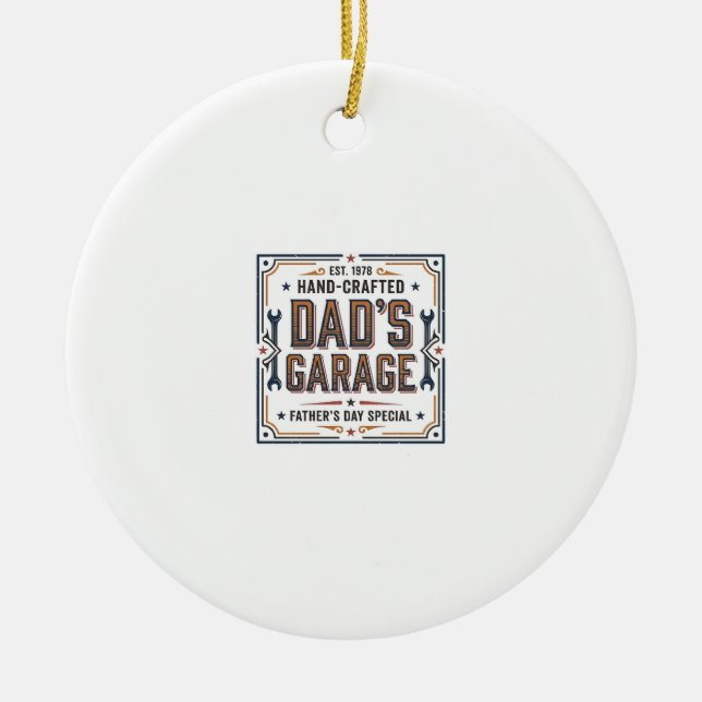 Pappas garage vintage fars dag julgransprydnad keramik (Framsidan)