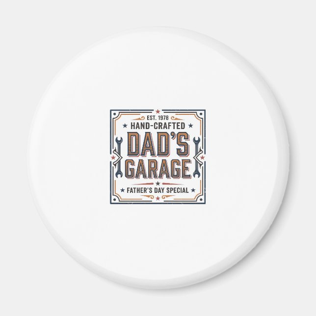Pappas garage vintage fars dag magnet (Framsidan)