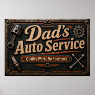Pappas garageaffisch poster