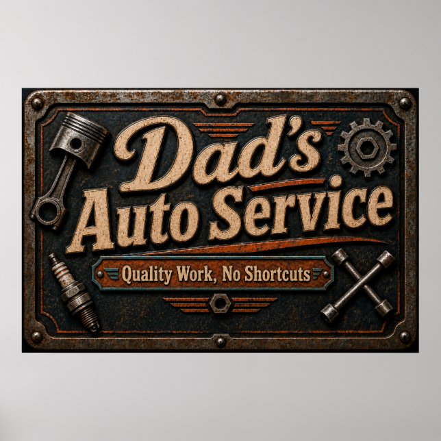Pappas garageaffisch poster (Framsidan)