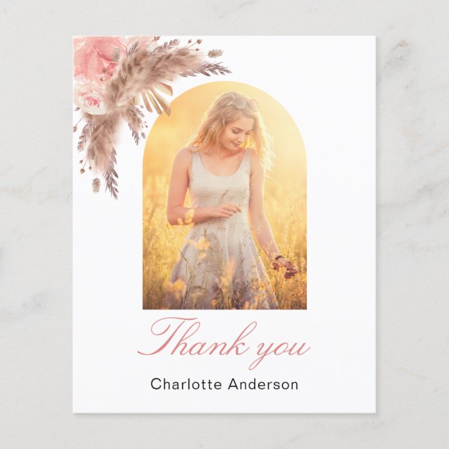 Pappas gräs rosablommig tacksamhetskort (Framsida)