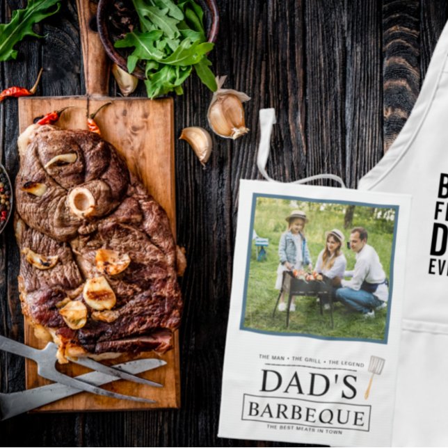Pappas grillfest | Fars dag BBQ Fotohandduk Kökshandduk (Skapare uppladdad)