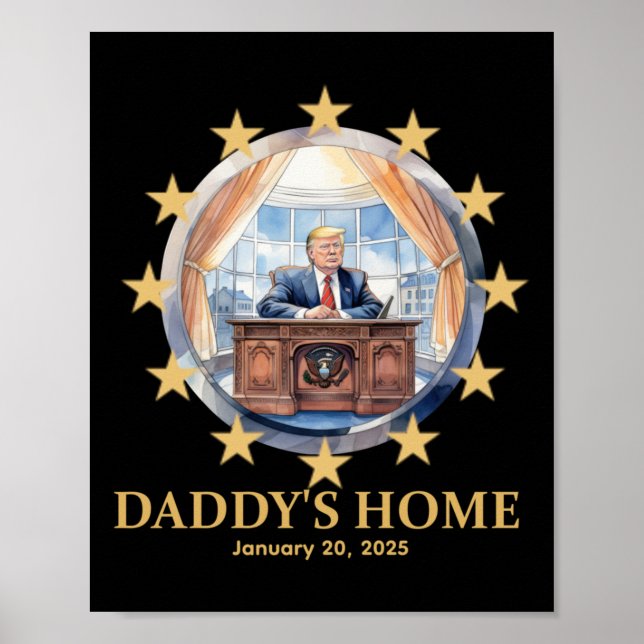 "pappas hem" Donald Trump 2025 Oval Office Inaug Poster (Framsidan)