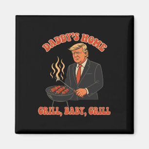 Pappas Hem Rolig Trump 4:e Juli Kostym Grill Magnet