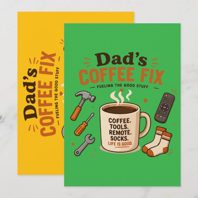 Pappas kaffefix Avslappnad liv design Julkort (Fram/baksida)